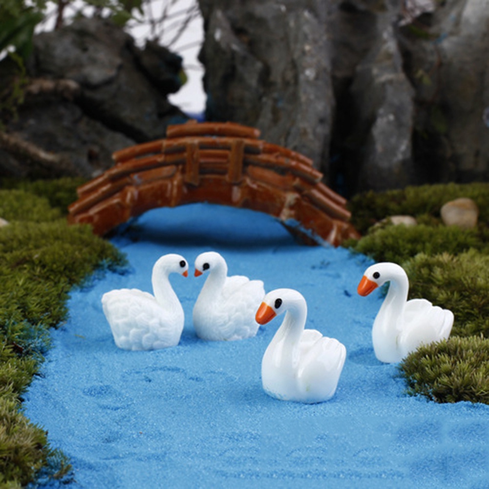 【SPP】2Pcs Couple Lovers Swan Miniature Crafts Garden Decorations Landscape Ornament