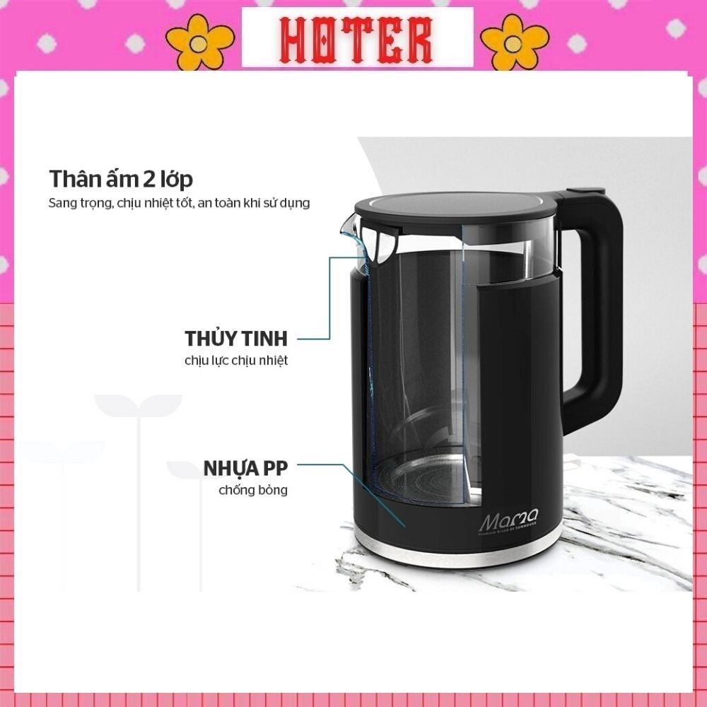 Ấm siêu tốc thủy tinh 1.7L SUNHOUSE MAMA SHD1330 được trang bị bộ điều khiển Strix đạt tiêu chuẩn Châu Âu.