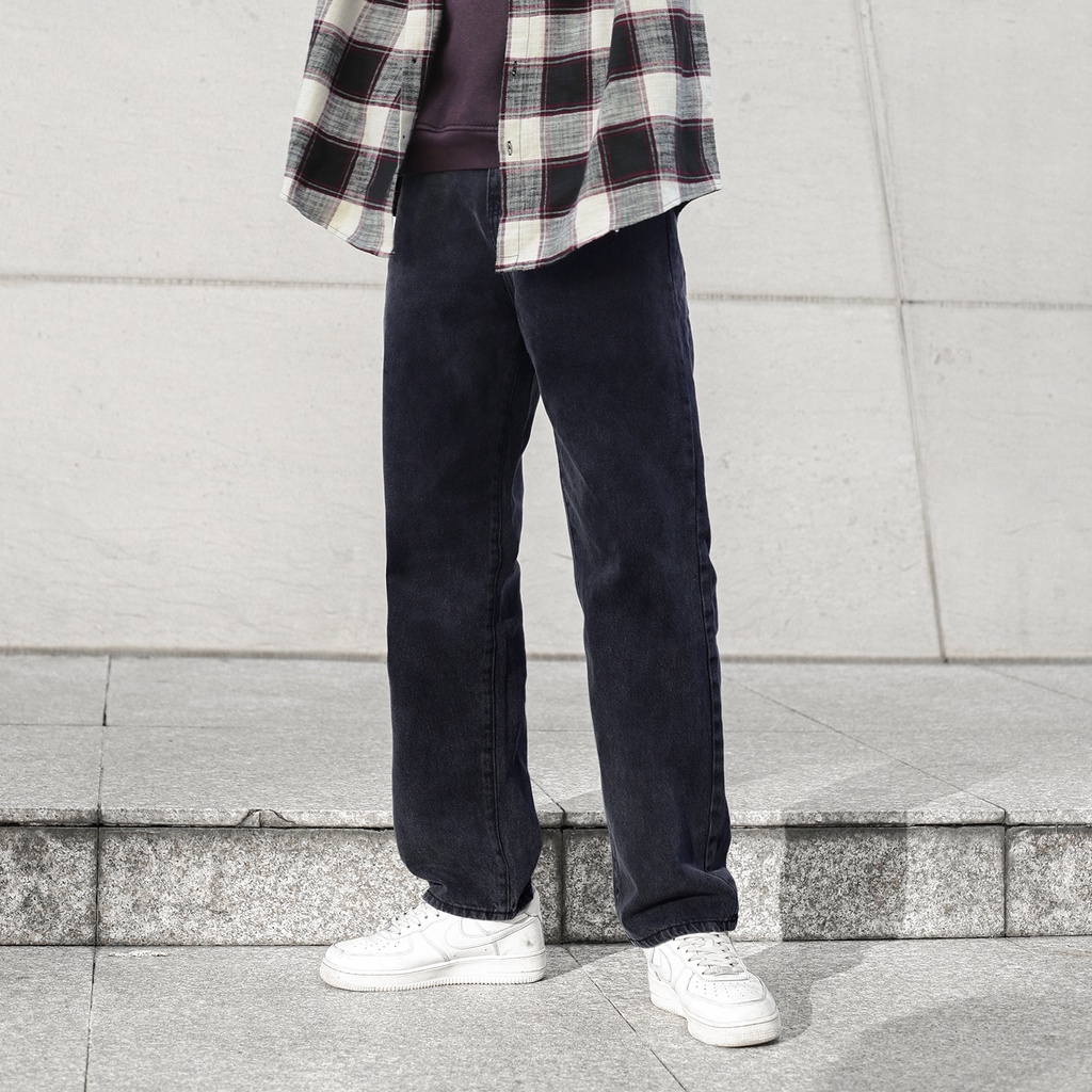Quần Baggy Trơn Ống Suông Đứng - Chất Vải Jeans Cao Cấp Mềm Mịn - Unisex Nam Nữ Hot Trend Dễ Phối Đồ - Màu Đen Xám 5