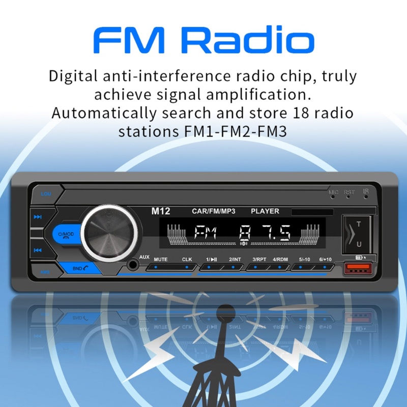Máy Phát Đa Phương Tiện FM Kết Nối Bluetooth 1 Din Cho Xe Hơi