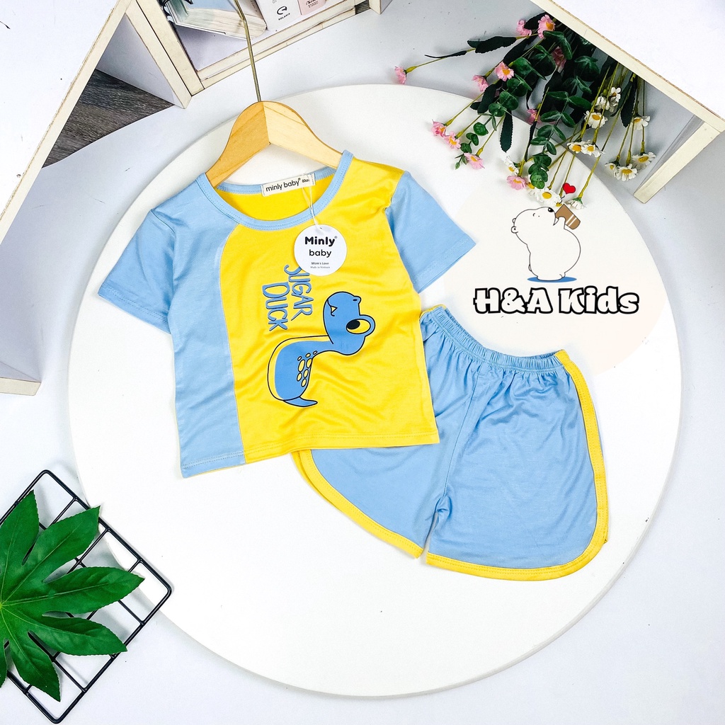 [Bé 7-30kg] Bộ cộc tay MINLYBABY thun lạnh cho bé trai bé gái Size 80-170cm Unibaby vải thun lạnh thoáng mát - LBCPA