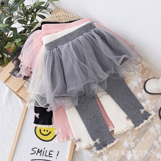 Quần Legging Phối Váy Ren Giả Hai Mảnh Phong Cách Mùa Thu Mới Cho Bé Gái