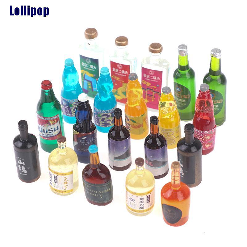 Set 20 mô hình chai nước tỉ lệ 1:6 1:12 trang trí nhà búp bê