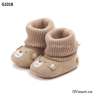 giày cho bé - giày len gấu nâu