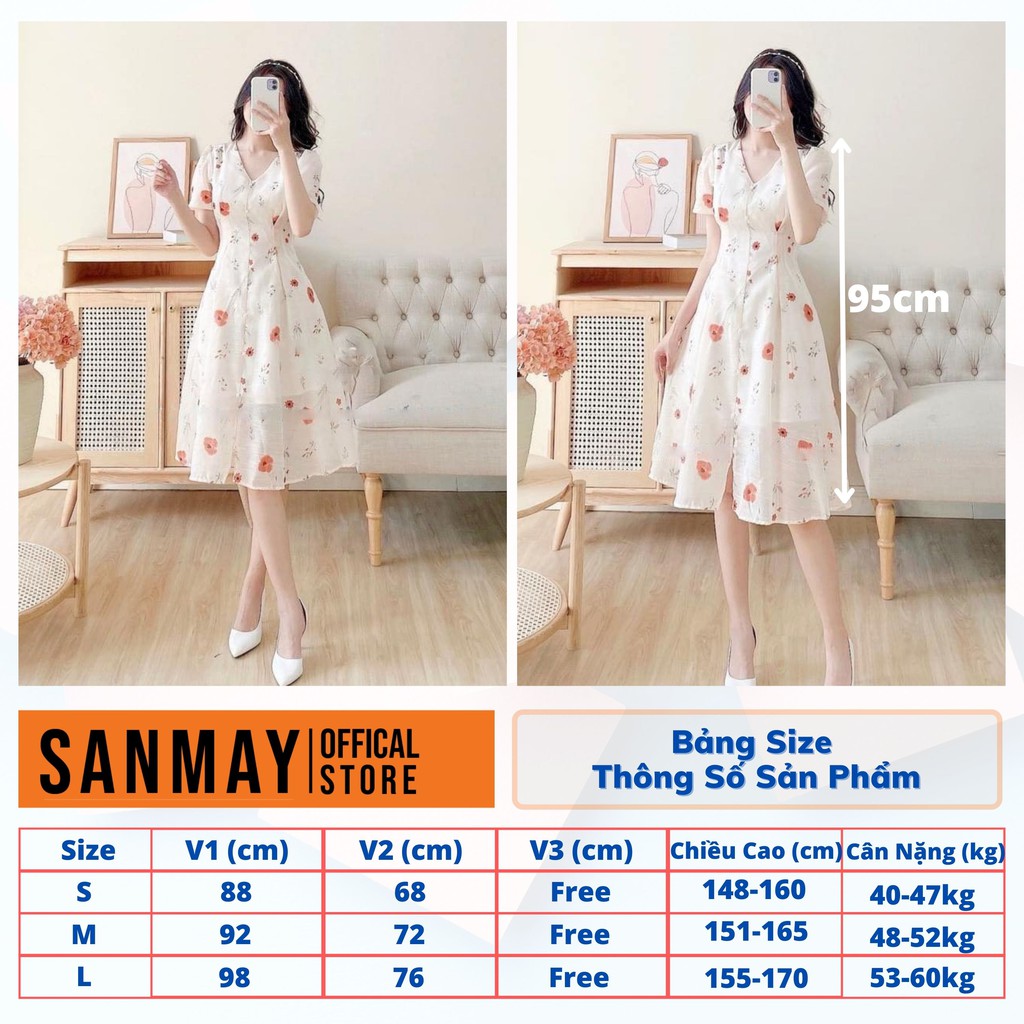 Váy Hoa Nhí Vintage SANJOLI Đầm Dự Tiệc Cưới Nữ Vải Voan Dáng Dài thiết kế kiểu Hàn Quốc cao cấp, đi chơi công sở VD047 | BigBuy360 - bigbuy360.vn