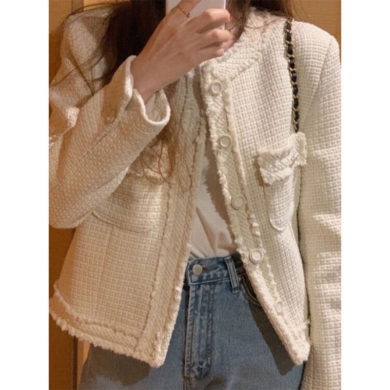Áo Khoác Dạ Tweed Trắng Đen Cho Nữ Mùa Đông Thời Trang Hàn Quốc Công Sở Siêu Xinh Chali AD010 | BigBuy360 - bigbuy360.vn