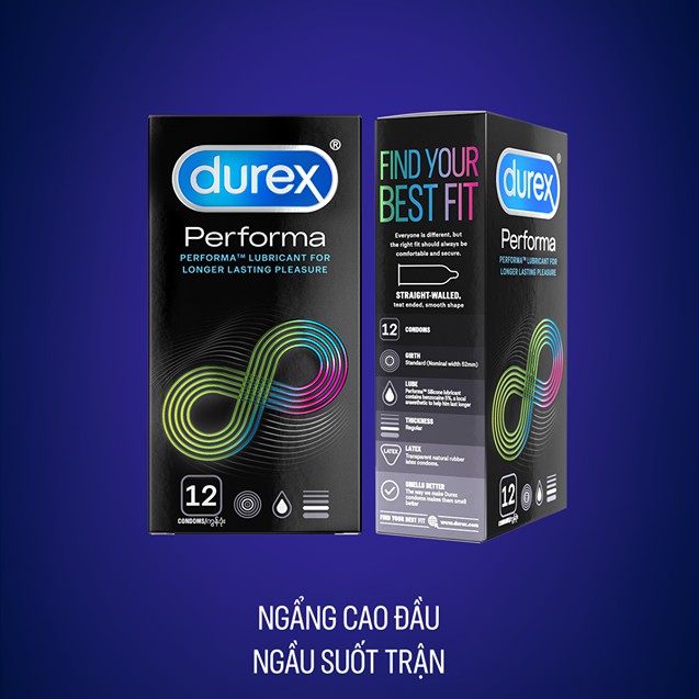 [Chính Hãng] Bao Cao Su DUREX PERFOMA - Gây Tê Kéo Dài Thời Gian - Hộp 12c