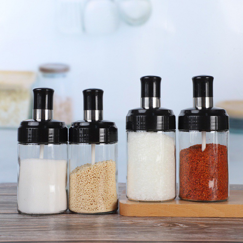 Lọ Đựng Gia Vị Bằng Thủy Tinh Kèm Muỗng Và Nắp Nhựa 250ml