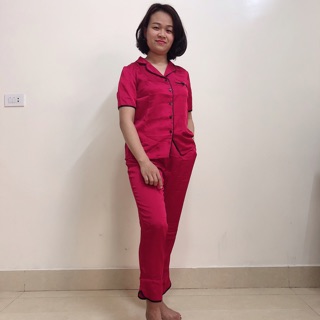 Bộ lụa mặc nhà tay ngắn quần dài