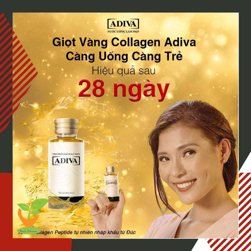 ADIVA Collagen [Hộp 14 chai] - Nước uống làm đẹp da, ngăn ngừa lão hoá [colagen]