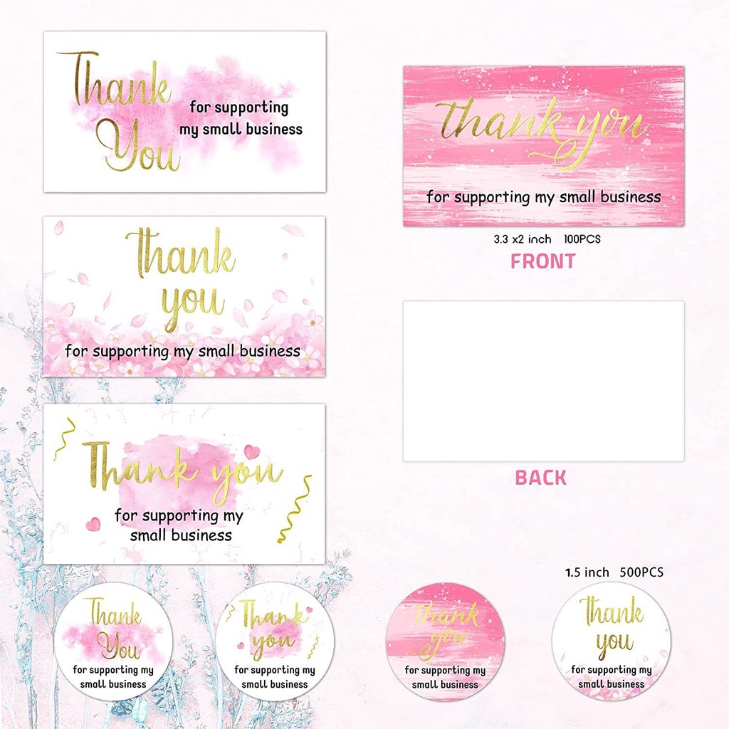 Bộ 50 / 500 Nhãn Dán Chữ Thank You Dùng Trang Trí Quà Tặng