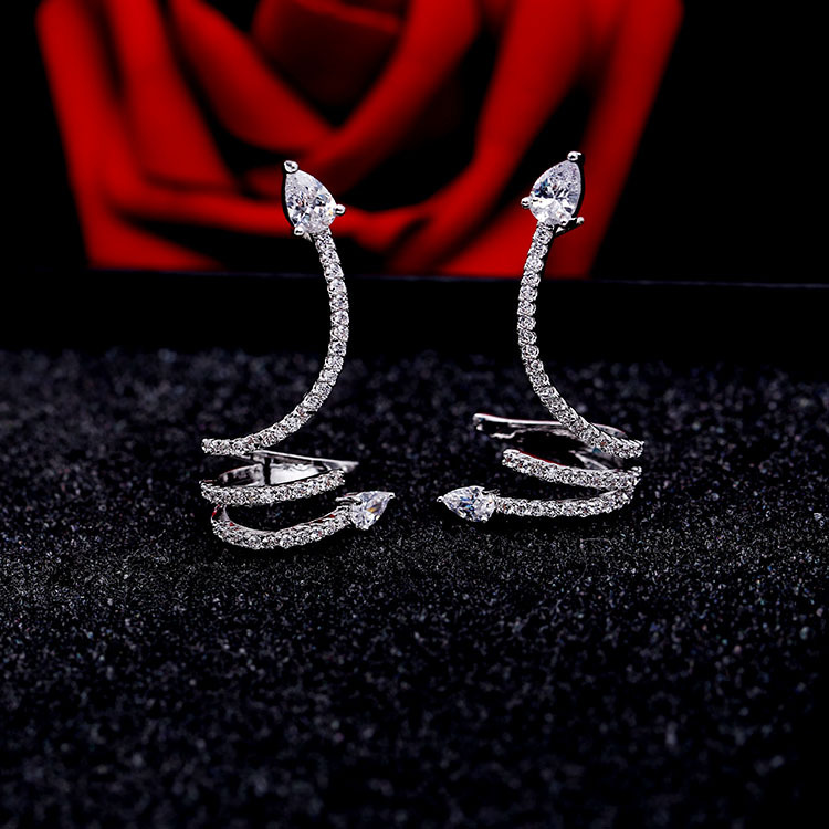 Khuyên Kẹp Vành Tai Hình Rắn Mạ Bạc Đính Đá Xinh Xắn