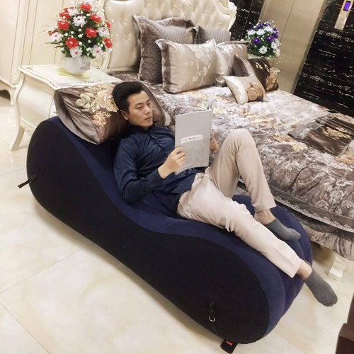 Ghế tình yêu bơm hơi Toughage cao cấp mặt nhung êm ái chịu tải trong 200kg BH 12 tháng