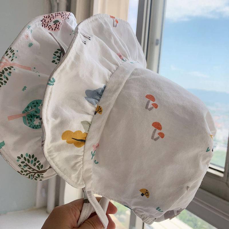 Mũ Cotton Chống Nắng/Gió/Gió Hoạ Tiết Hoạt Hình Xinh Xắn Cho Bé 6-12 Tháng Tuổi