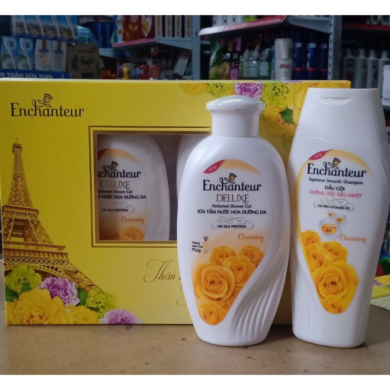 Hộp quà bộ đôi sữa tắm &amp; dầu gội ENCHANTEUR  chamrming 180g.