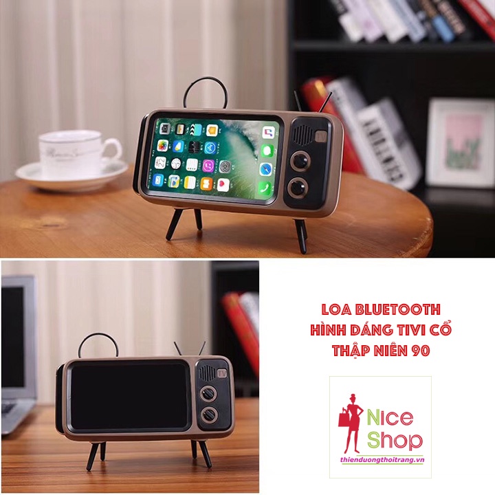 Loa không dây bluetooth hình chiếc tivi kiêm giá đỡ điện thoại hình chiếc tivi - AT0137