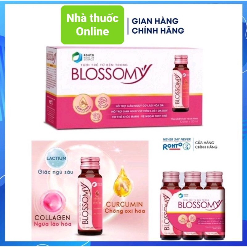 Collagen Blossomy - sáng da, khoẻ dạ dày - Hộp 10 chai