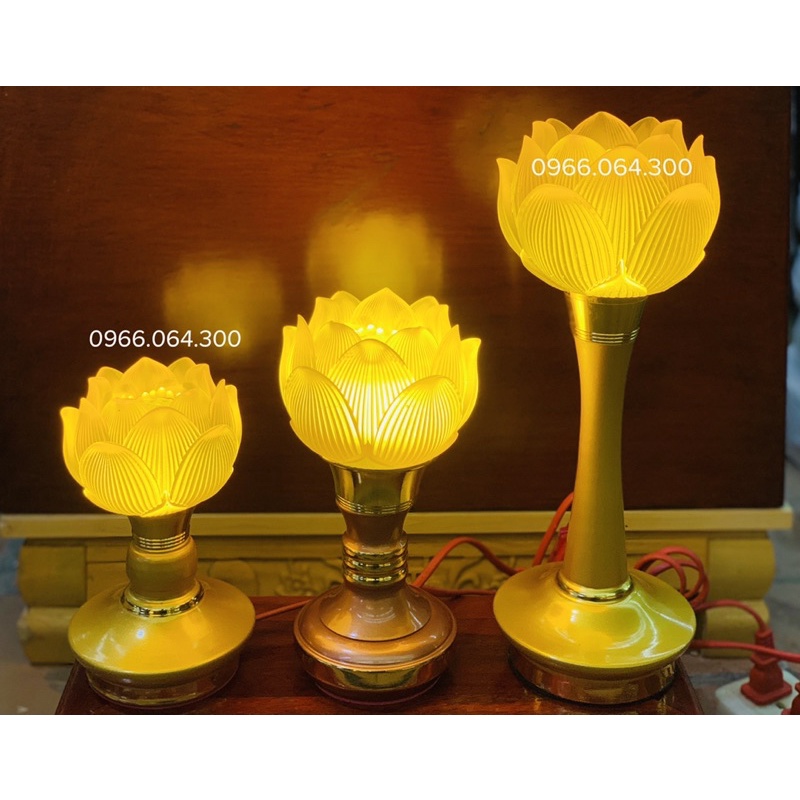 Đèn thờ hoa sen lưu ly, cặp đèn thờ lưu ly trưng bàn thờ thần tài, gia tiên
