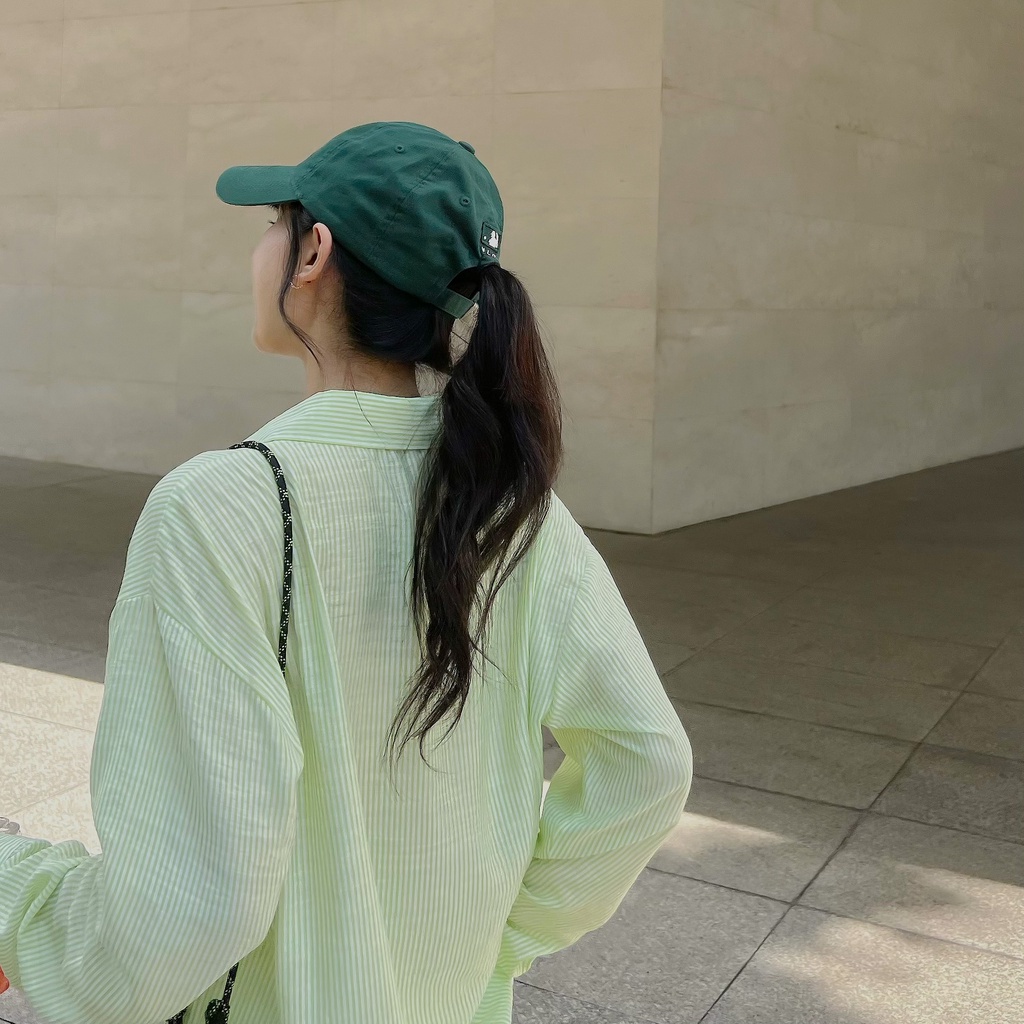 Áo somi tơ túi kiểu sọc xanh lá LENCLOTHING 869700