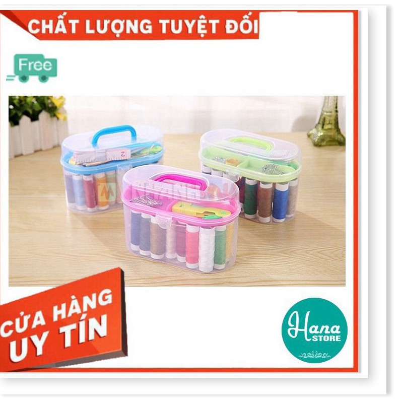 Hộp kim chỉ đa năng tiện ích dùng cho máy may cá nhân, máy may mini gia đình, kèm kim và nhiều cuộn chỉ nhiều màu