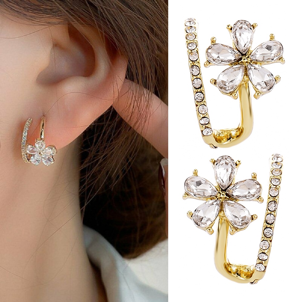 Đôi bông tai hình chữ u đính đá zircon