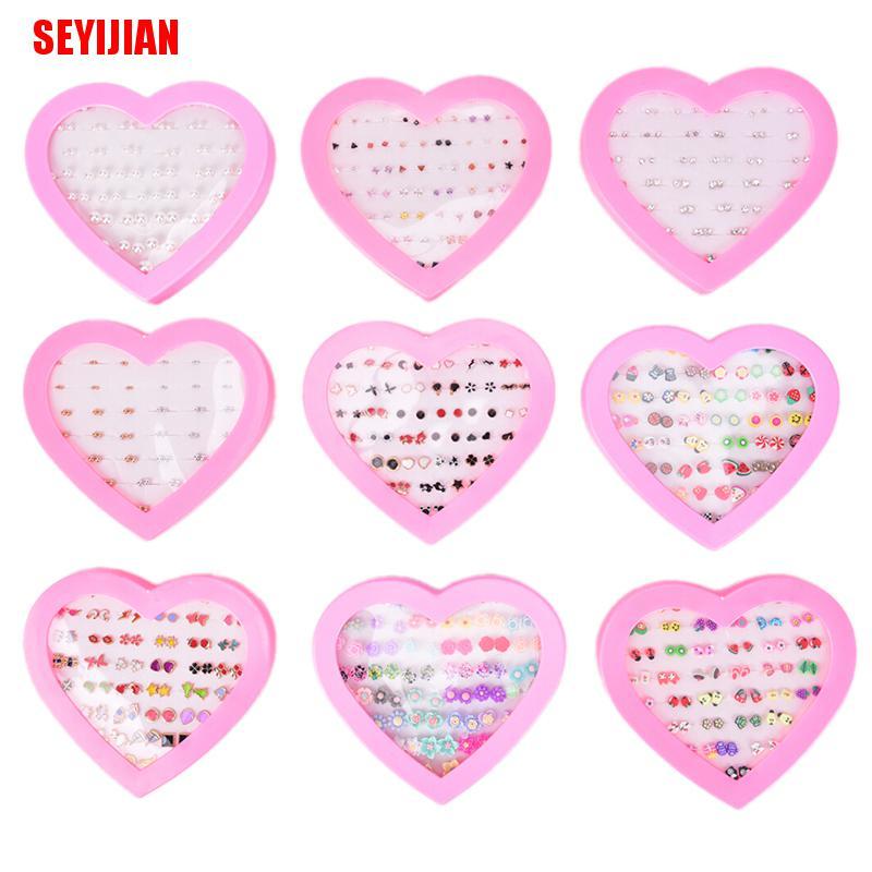 (SEY) Bộ Khuyên Tai Xỏ Bằng Đất Sét Hình Hoa Quả Handmade Phong Cách Trẻ Em