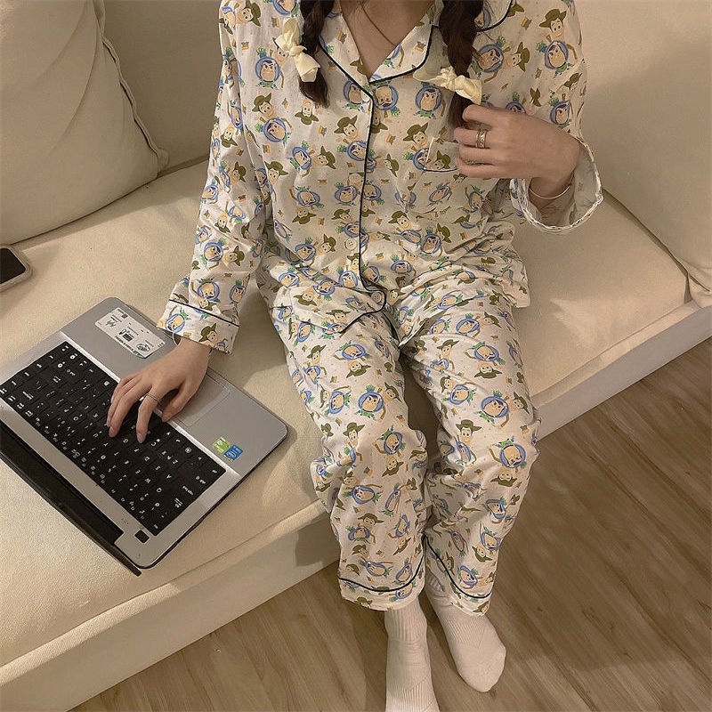 Hoạt Hình Bộ Đồ Ngủ Tay Dài In Hình Hoàng Tử Dễ Thương Thời Trang Cho Nữ
