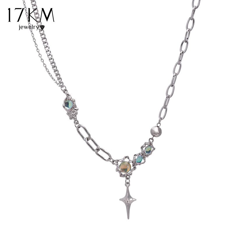 Vòng Cổ Choker Mặt Ngôi Sao Năm Cánh Đính Đá Opal Thời Trang Cho Nữ