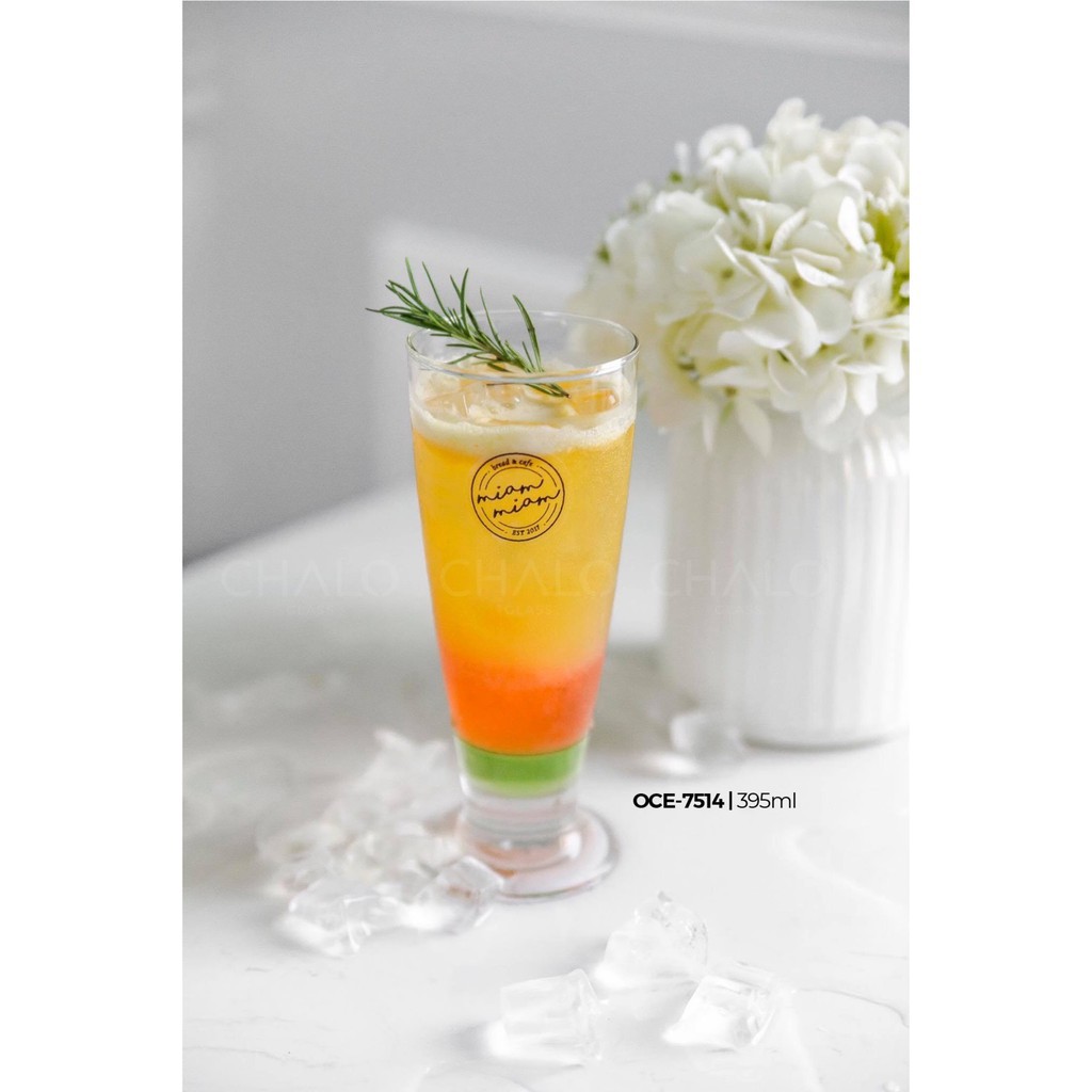 Đại lý ocean CHÍNH HÃNG Bộ 6 Ly Cốc Thủy Tinh sinh tố nước ép Ocean Tiara Footed 395ml | B17514 Nhập khẩu Thái Lan đẹp