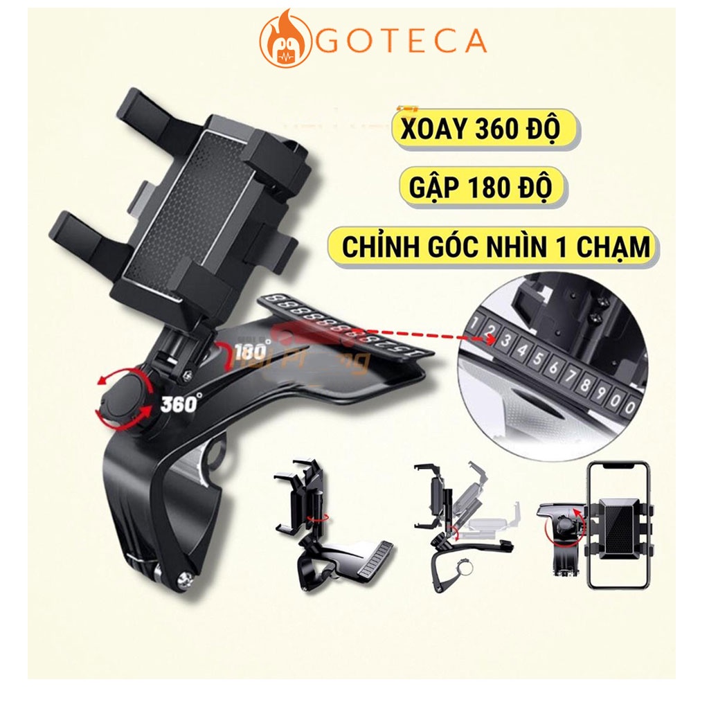 Giá đỡ điện thoại ô tô xoay 360 độ chống rung đa điểm trên taplo, gương chiếu hậu - Giá để điện thoại trên ô tô - Goteca