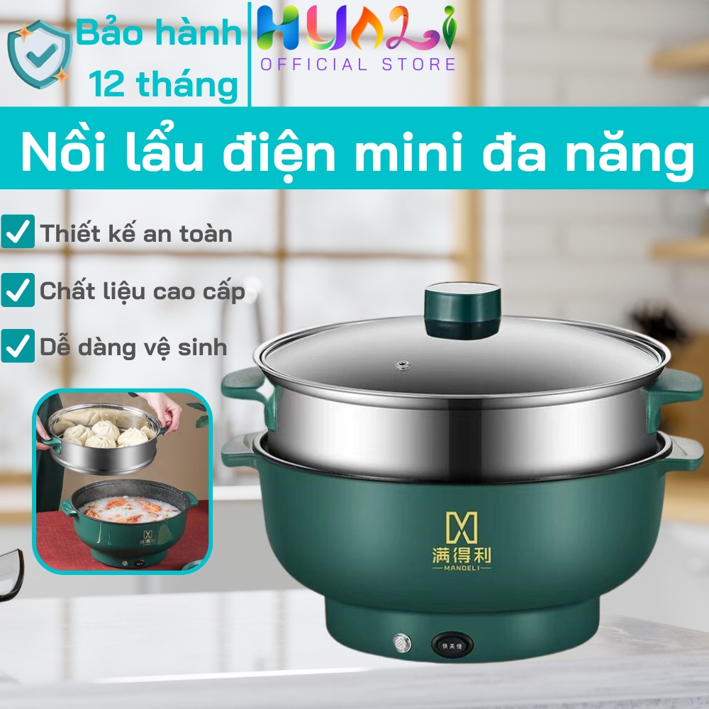 Nồi Lẩu Điện Mini 28cm, Bếp Điện Đa Năng Dành Cho Gia Đình - Nồi Lẩu Nướng, Chiên, Xào, Nấu Canh
