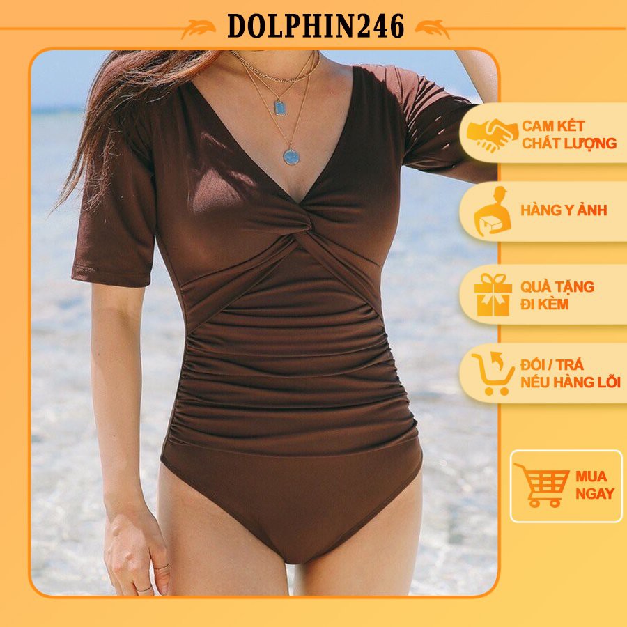 Bikini Liền Thân Đồ Bơi Nữ 2021 Basic Có Tay Che Khuyết Điểm Quảng châu 1970 - K2A4