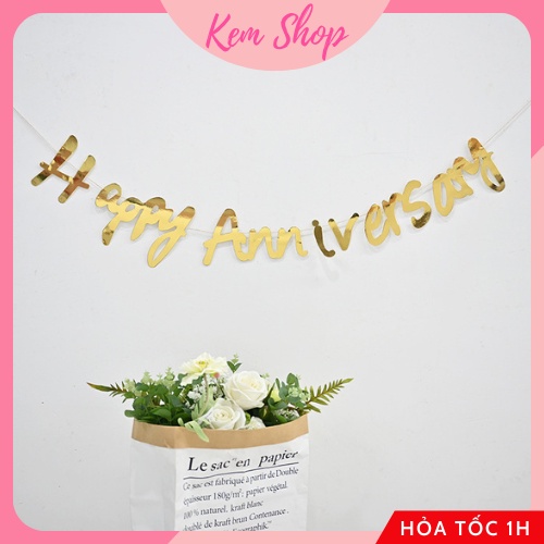 Dây chữ Happy Anniversary CNC ánh kim trang trí tiệc kỷ niệm - Kem Shop K215