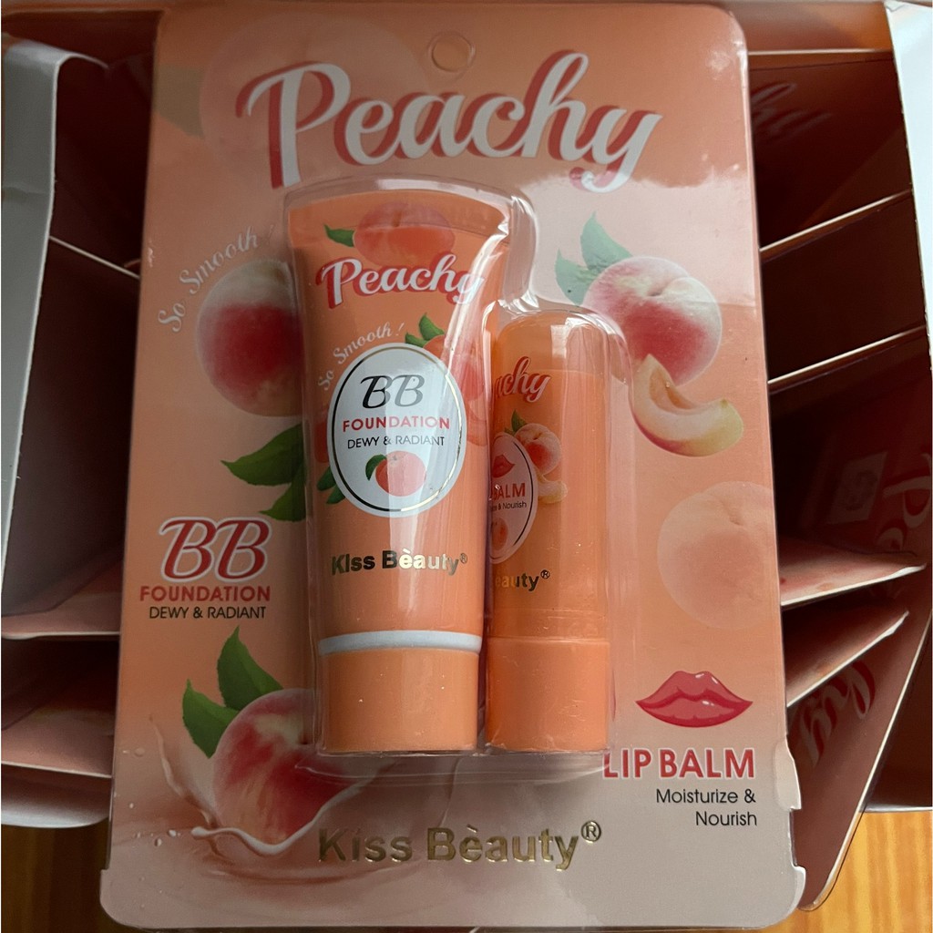 Set Kem Nền BB Kèm Son Dưỡng Peachy KissBeauty