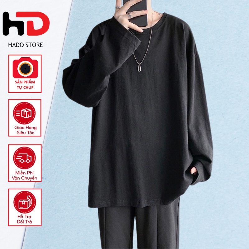 Áo thun tay dài HADO vải coton dày dặn, mềm mịn, co dãn - form regular Unisex - Tay Dài Trơn