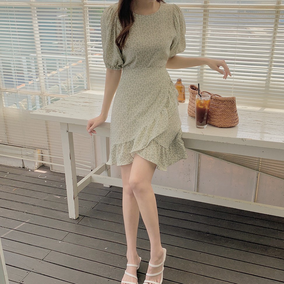 Đầm Voan Hoa Tay Ngắn Thời Trang Đáng Yêu Cho Nữ 43516