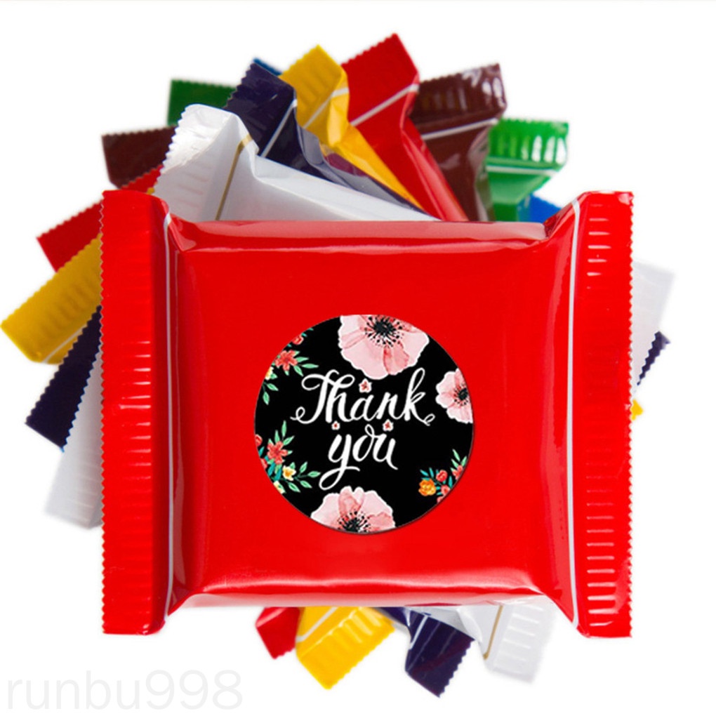 Cuộn 500 miếng dán in chữ Thank You tự dính dùng trang trí tiệc cưới Runbu998