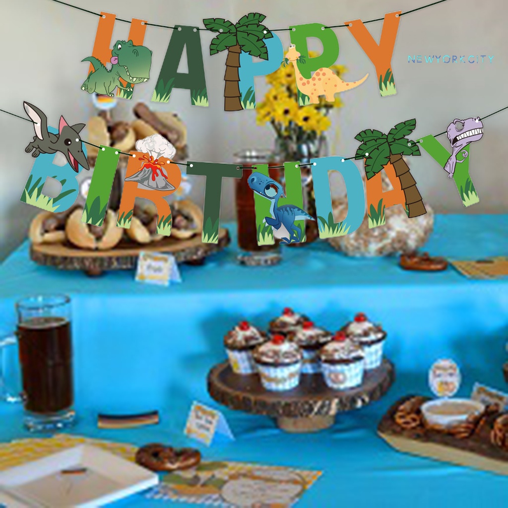 1 Set Dây Cờ Treo Trang Trí Tiệc Hình Khủng Long Cho Bé