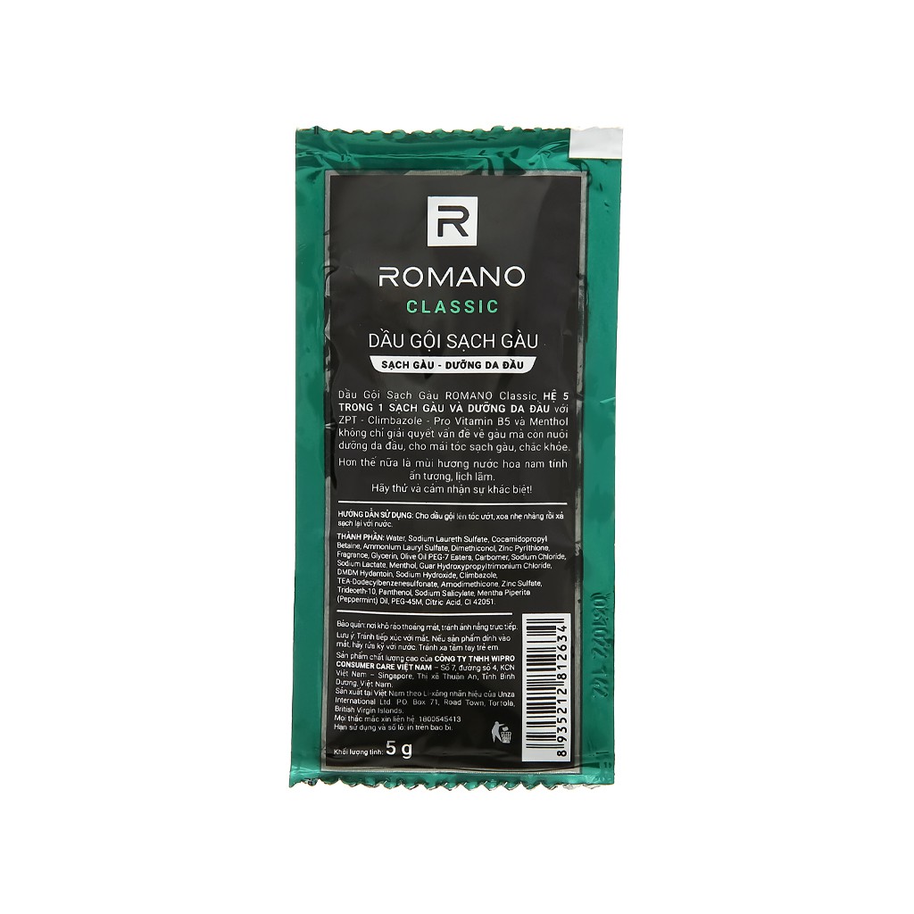 Dầu gội đầu Romano Classic dây 14 gói x 5g