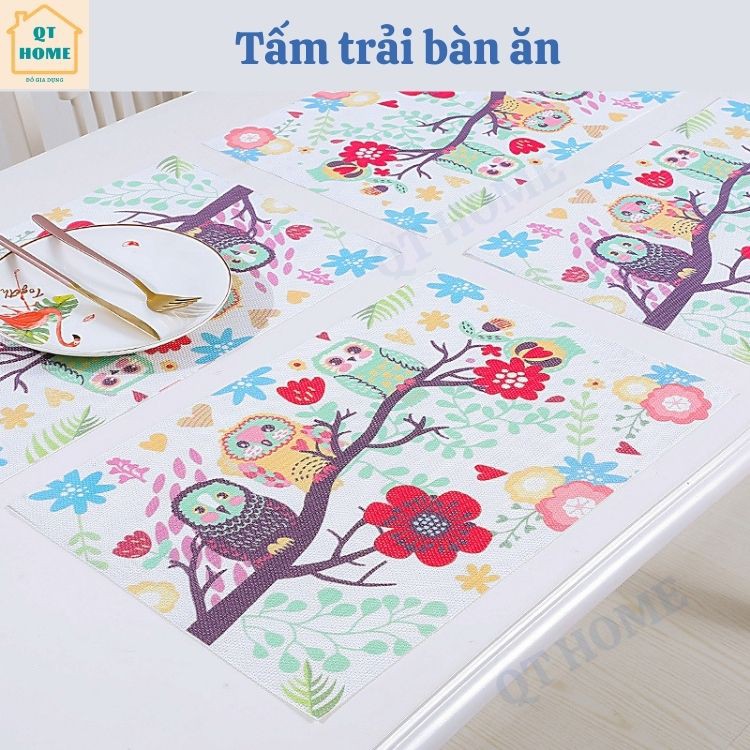 Tấm Trải Bàn Ăn PVC Cách Nhiệt Trang Trí Bàn Ăn Với Hình Vẽ Dễ Thương