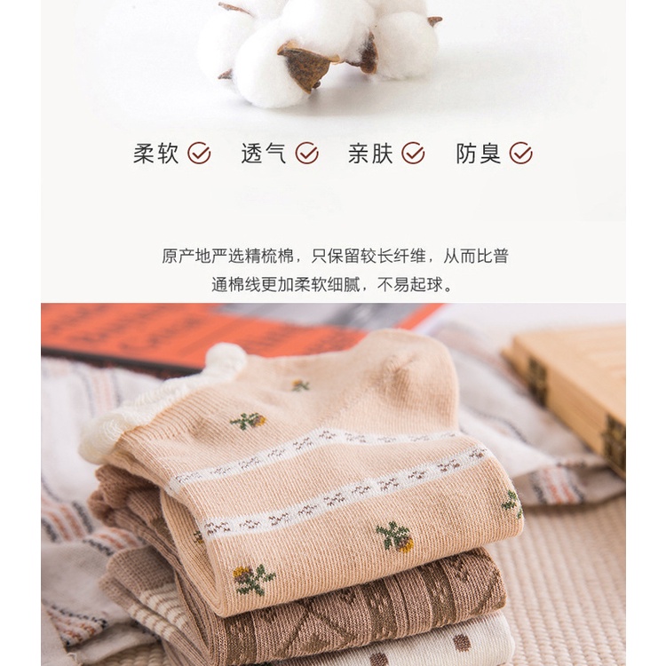 Tất nữ cổ ngắn gấu nâu cute chất liệu cotton thoáng mát - Youmei T074
