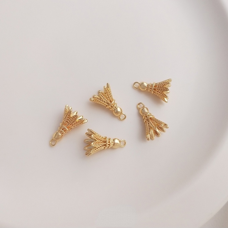 Mặt Dây Chuyền/ Khuyên Tai/ Vòng Tay/ Mặt Dây Chuyền Hình Quả Cầu Lông Bằng Đồng 14K Phối Tua Rua Màu Sắc Thủ Công Cao Cấp