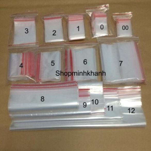 100g Túi zip miết mép từ số 1 đến số 9/ Túi zip bấm vuốt mép chỉ đỏ