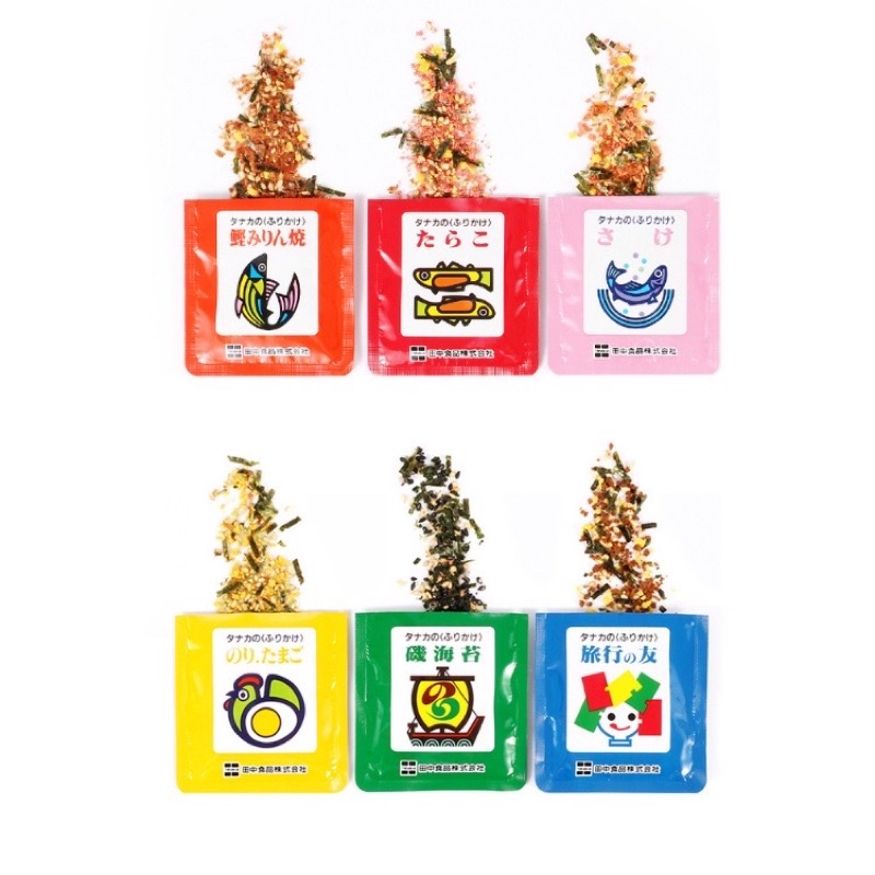 [DATE 2024] Gia vị rắc cơm ăn dặm cho bé, GIA VỊ RẮC CƠM TANAKA FOOD 6 VỊ 30 GÓI 75G NHẬT BẢN