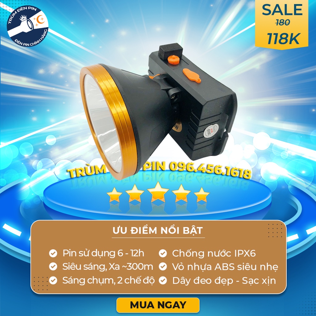 Đèn pin đội đầu SHANGYUAN 1910 LED ánh sáng trắng, đèn đeo đầu siêu sáng chiếu xa | BigBuy360 - bigbuy360.vn