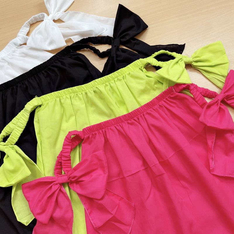 Áo from dài giấu quần rớt tay cột nơ