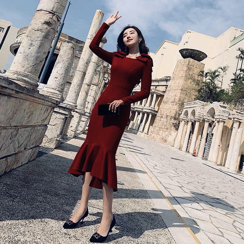 ĐẦM THU ĐÔNG VÁY THU ĐÔNG ĐUÔI CÁ NƠ VAI | BigBuy360 - bigbuy360.vn