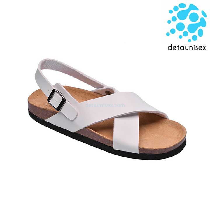 [CỰC RẺ] GIÀY SANDAL NAM NỮ QUAI CHÉO ĐẾ TRẤU BIRKEN DA PU TRẮNG - SATA23T