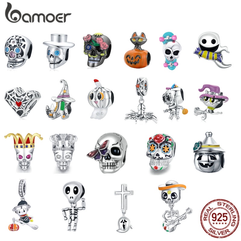 Hạt charm BAMOER bạc 925 thiết kế phong cách Halloween với nhiều kiểu tuỳ chọn