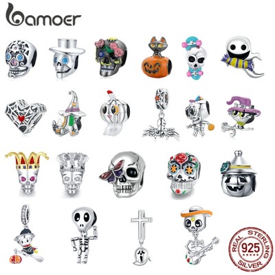 Hạt charm BAMOER bạc 925 thiết kế phong cách Halloween với nhiều kiểu tuỳ chọn SCC965